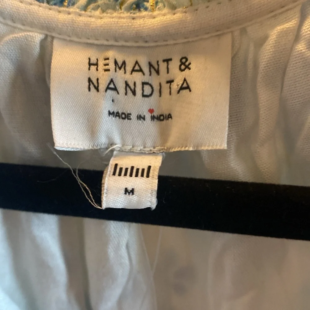 HEMANT & NANDITA Blue and White Ruffled Tiered Dress/NWT - Picture 2 of 12